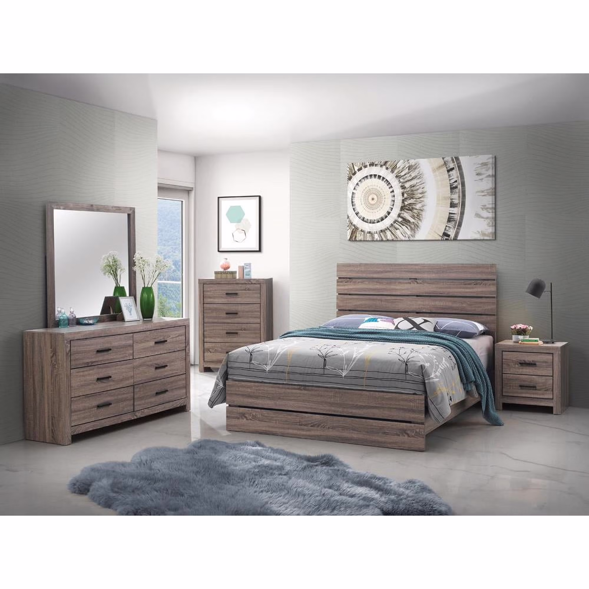 Brantford 4-piece Queen Panel Bedroom Set Barrel Oak