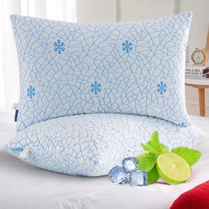 EMONIA Cooling Memory Foam Queen Pillows Set of 2,Adjustable Support