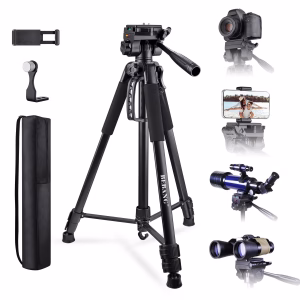 BEBANG 67" Camera Tripod, Portable and Flexible Tripod with Clip and Adapter